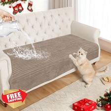 NAISI Khaki Striped Sofa Cover Dog Flannel Waterproof Pet Friendly Mat 35x63
