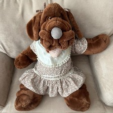 Vintage Ganz Bros Wrinkles JUMBO Plush Hand Puppet Dog w/Floral Dress 26 1981