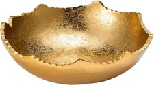 Gold Metal Hammered Centerpiece Bowl, Asymmetrical Fruit Potpourri