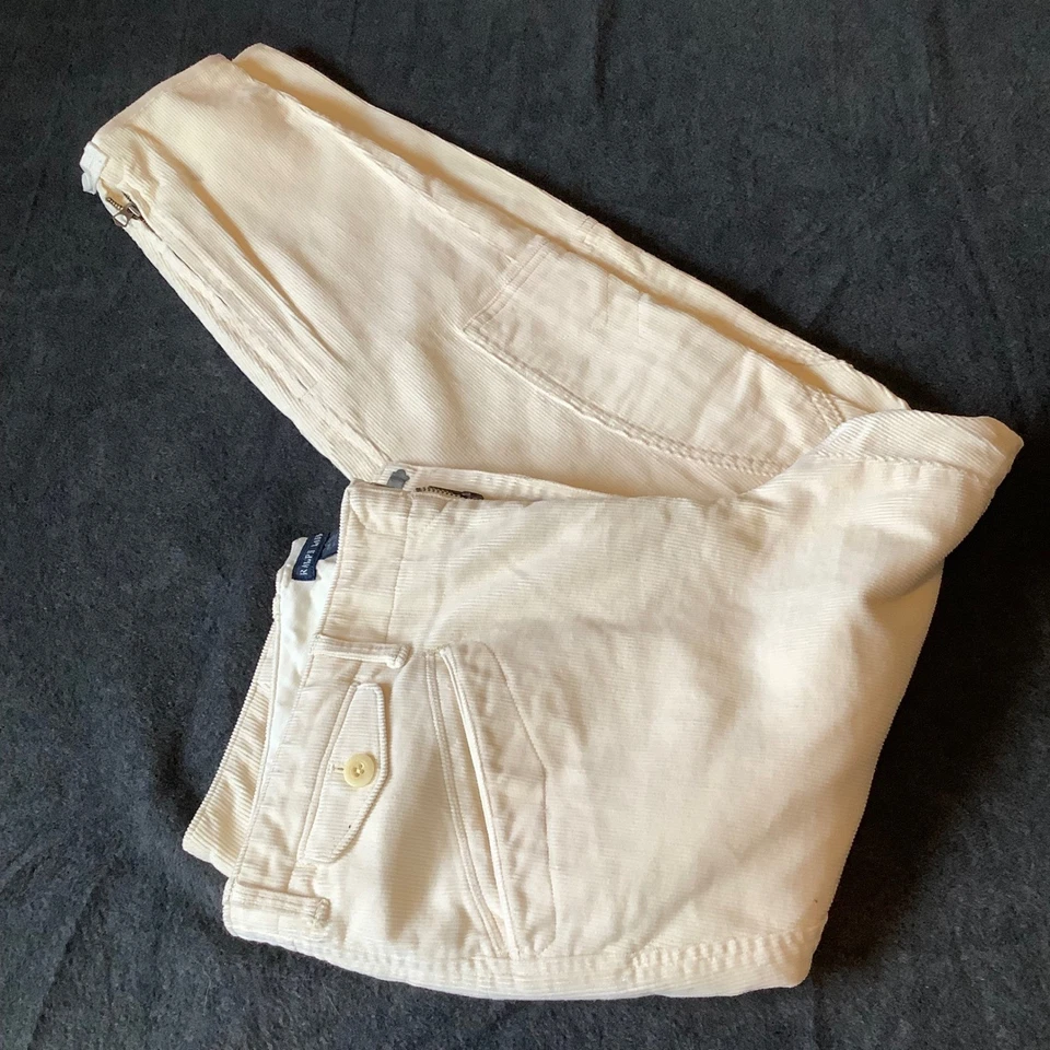 Pantalones de pana Ralph Lauren beige crema para mujer talla 12 cremallera mosca cremallera recta pierna Foto 4 de 4