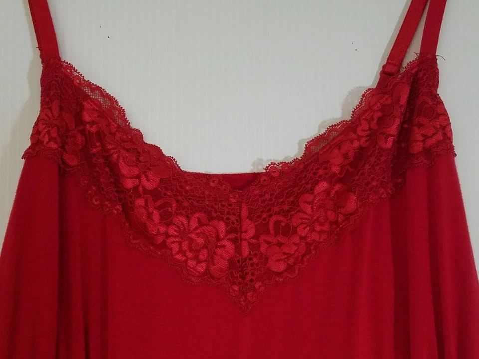 Lane Bryant Cami Camisole Sz 18 20 Red Lace Spaghetti Straps 3798 - Image 2 of 4