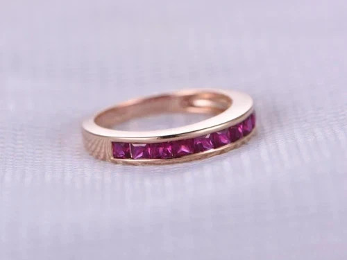 2Ct Princess Cut Lab Created Pink Ruby Engagement… - image 2