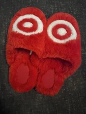 TARGET Wondershop Red Plush Bullseye Holiday Slippers Med W 11/12 9/10Unisex NEW