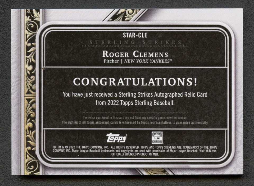 Parche autógrafo Roger Clemens 2022 TOPS ROJO ESTERLINA QUAD YANKEES #1/5 Foto 2 de 2
