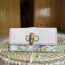 Gucci Bamboo Floral Pink Leather Long Wallet ...