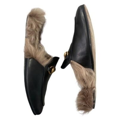 GUCCI Men’s Princetown Lamb Wool Lined Black Leather Slipper Mules Size 9 GUCCI Men main image 4