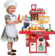 Upgrade Toy Kitchen Set for Kids Toddlers Mini Kitchen Playset with Spray Sink 