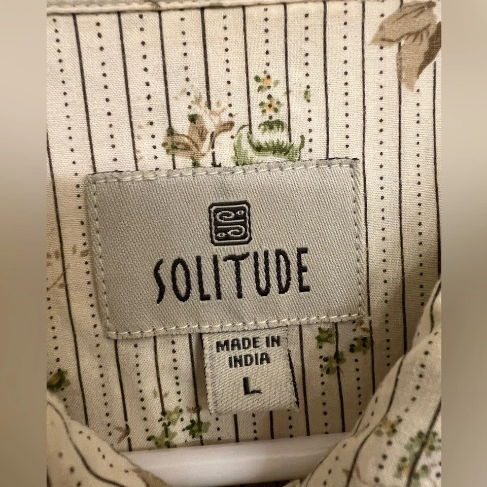 Рубашка мужская Solitude бежевая и зеленая с цветочным рисунком, размер большой - Изображение 4 из 4