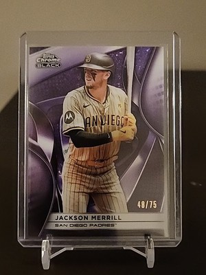 2025 Topps Chrome Black Jackson Merrill #14 Purple Mini-Diamond Refractor /75
