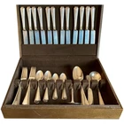 antique 1910 Durgin Gorham Fairfax Engraved  114 pc sterling silver flatware set