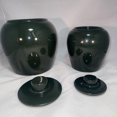 Frankoma Pottery Ranch Bosque Verde Ganado Longhorn Juego de 2 Botes con Tapas - Imagen 3 de 5
