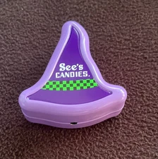 See's Candies Witch Hat Halloween Lollipop Tin Empty Case RARE NEW