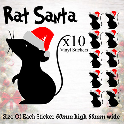 Weihnachten Ratte Santa Weinglas Aufkleber x10-Vinyl Aufkleber Party Geschenk Kugel Auto