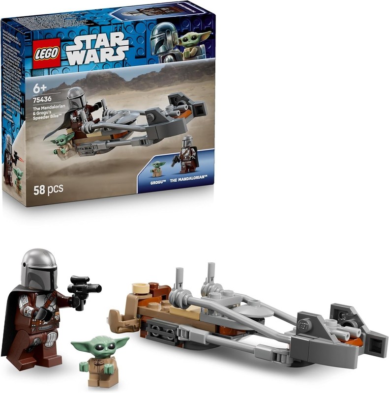 LEGO Star Wars 75436 The Mandalorian & Grogu's Speeder Bike Toy - incl. a Grogu