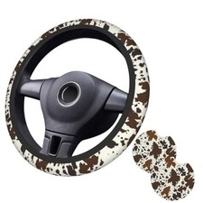 Brown Western Cow Print Steering Wheel Cover for Women One Size Brown Cow Print