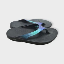 OOFOS OOlala Luxe Recovery Flip Flop Thong Sandal Atlantis Blue Womens Size 10