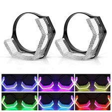 2PCS RGB LED Angel Eyes 5D Crystal Mask Turn Singal Light Halo Rings App Co F1H6