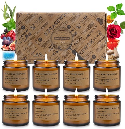 8 Pack Candles for Home Scented, Aromatherapy Jar Candle Gifts for Women, Natura