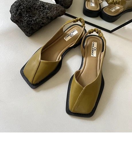 Woman Fashion Sandals Casual PU Low Rubber Rome Square heel Flat Back Strap Toe - Picture 5 of 55