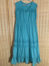 Signals Womens M Maxi Dress Blue Sleeveless Embroidery Cottagecore Fairycore