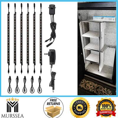 LED Safe Lighting Kit, (6) 12 Inch Linkable Light Bars Motion Sensor UL Daylight