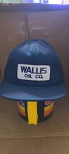 vintage wallis oil co.mesh back trucker hat blue made in USA