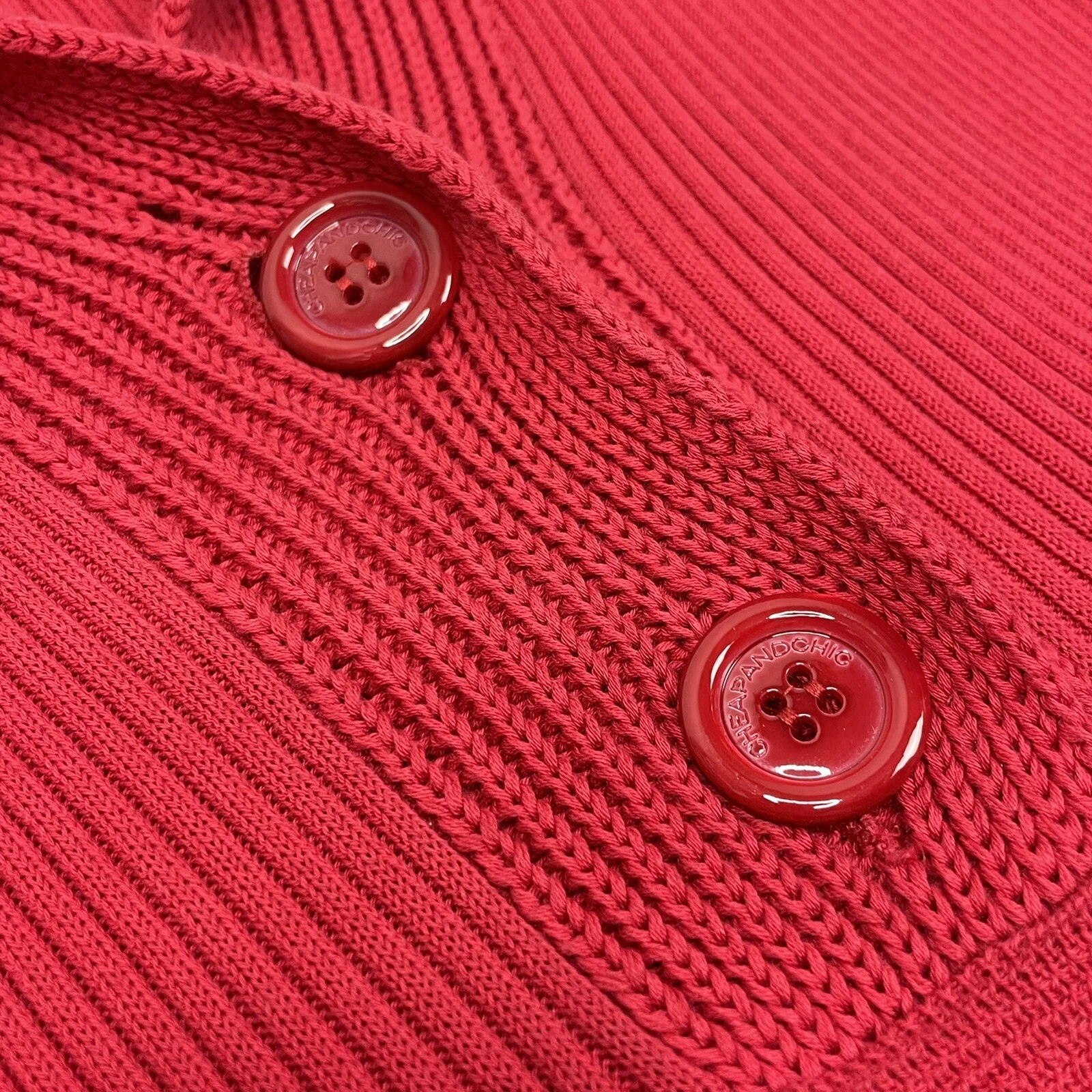 Cardigan Vintage Moschino Cheap&Chic Rosso Grosso Abito Made In Italy Donna UK10