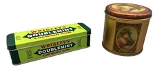 Wrigley's Doublemint Green Hinged Tin Chewing Gum Metal Storage Box FF