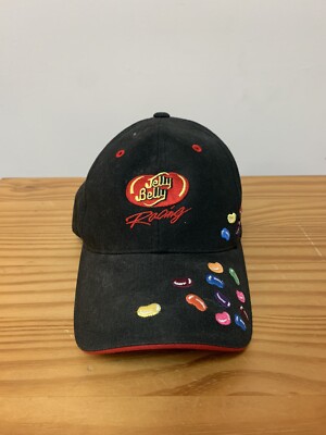 Jelly Belly Racing Hat Embroidered Adjustable Black Cap Jelly
