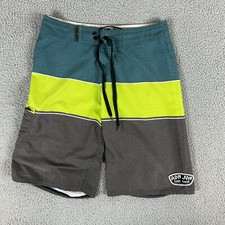 Ron Jon Surf Shop Board Shorts Boys 25 Gray Colorblock Drawstring Polyester