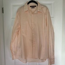 Perry Ellis Button-Down Dress Shirt Orange with White Flowers Men  s Size XL