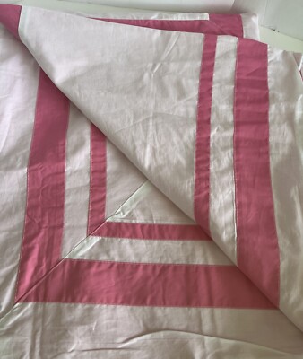 Pottery Barn Teen Dorm Cotton Organic Twin Duvet Bed Cover White W/Pink