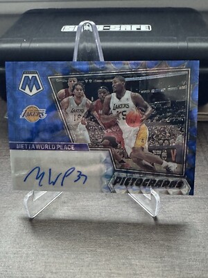2022-23 Panini Mosaic Metta World Peace Blue Pictographs AUTO /49 PM-MWP