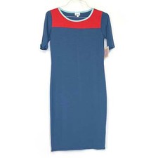 LuLaRoe Julia Bodycon Dress Women’s S (4-6) NWT Blue/Red Colorblock