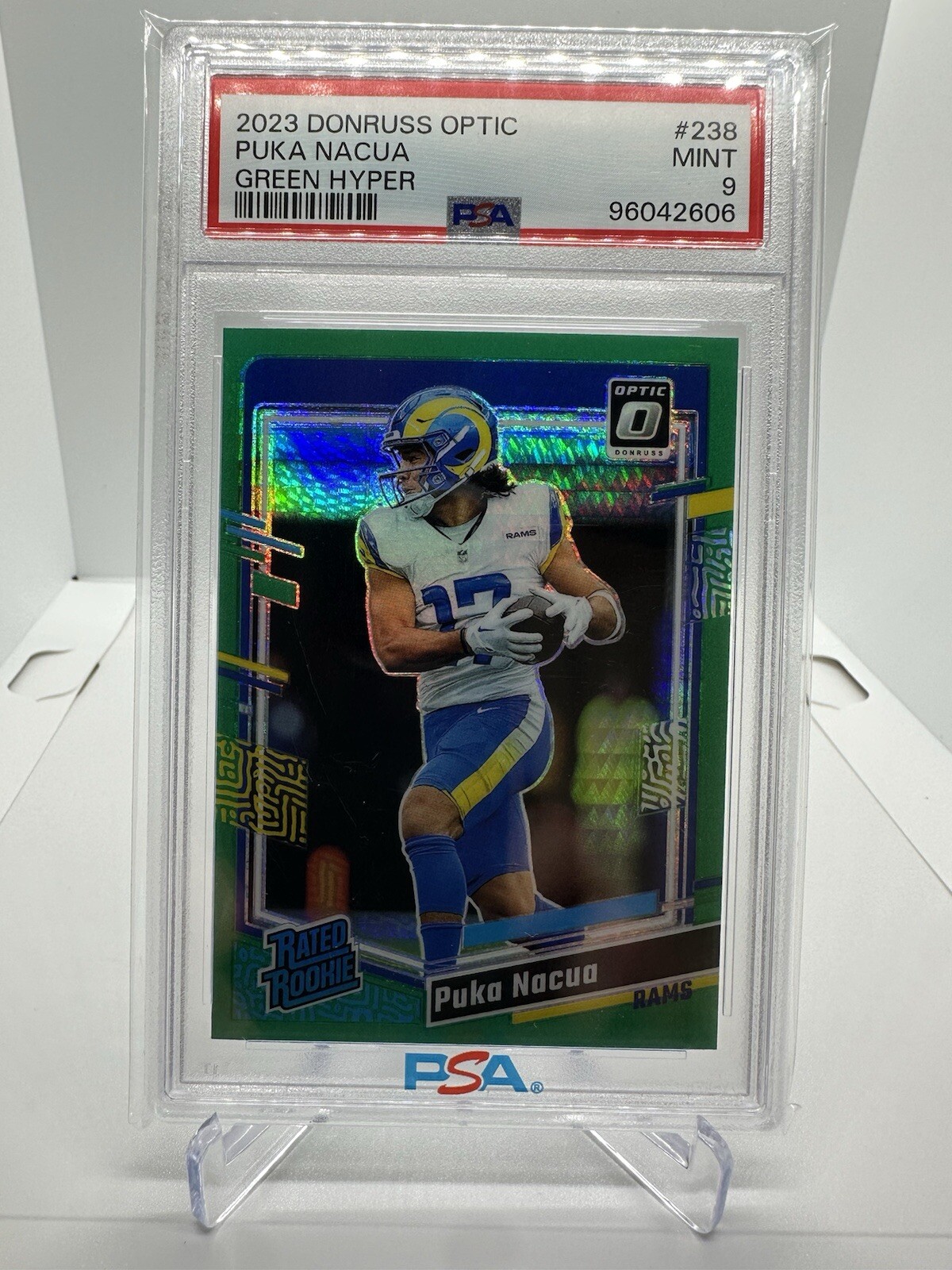 2023 PANINI DONRUSS OPTIC GREEN HYPER #238 PUKA NACUA ROOKIE RC PSA 9