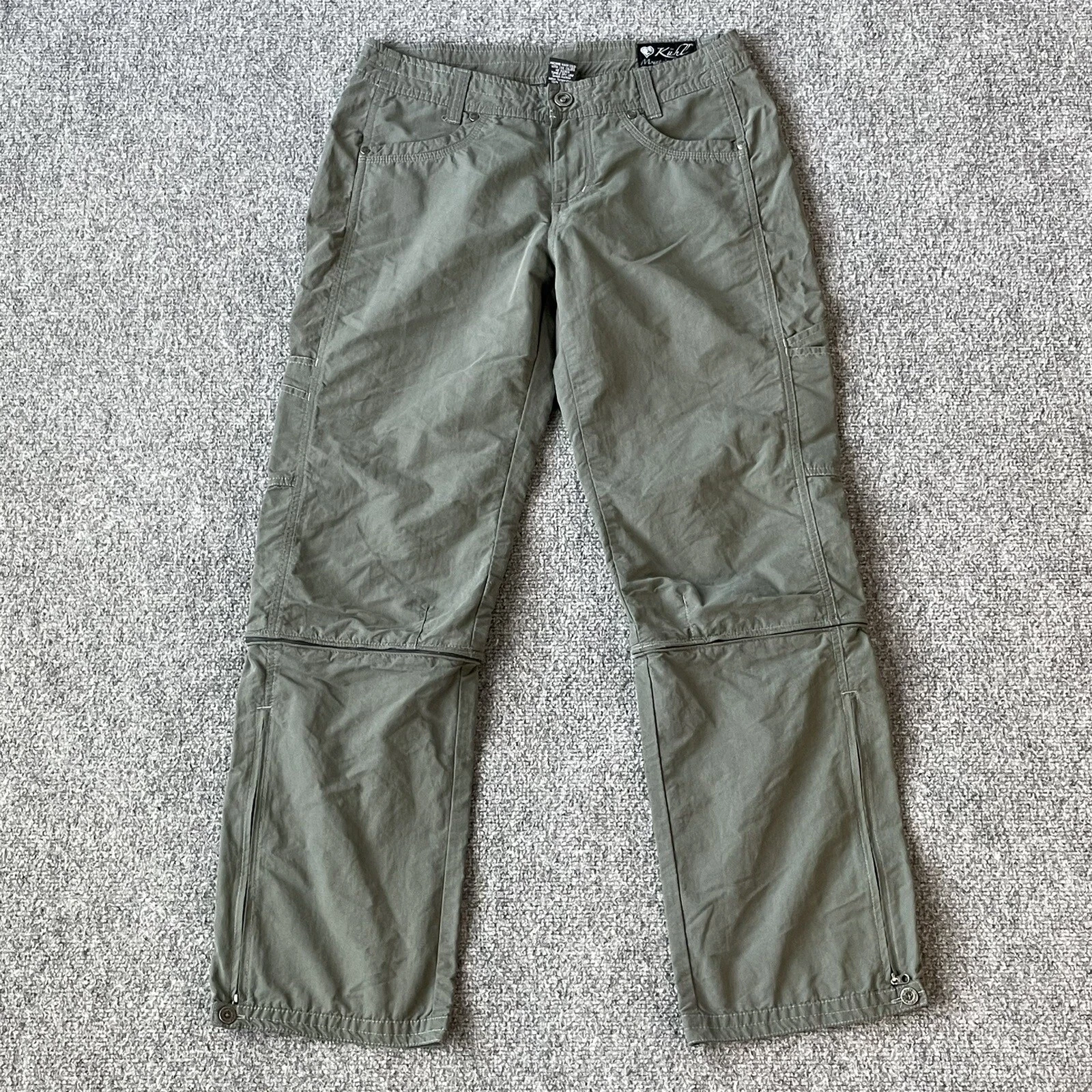 KUHL Pants Women 8 Green Convertible Zip Off Hiking Performance Trouser 32 X 28