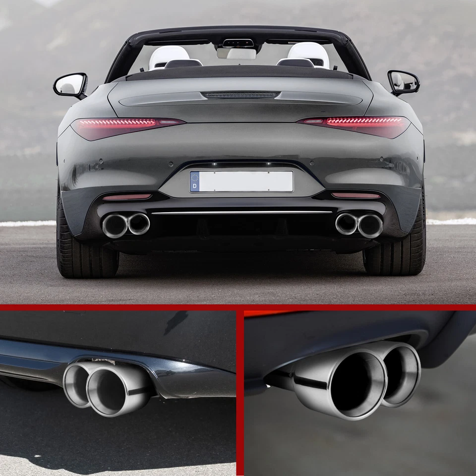 2PCS 2.5" Inlet 4"Outlet Dual Wall Exhaust Tip Slant Cut For For Ford F100 1955+ Foto 2 de 4