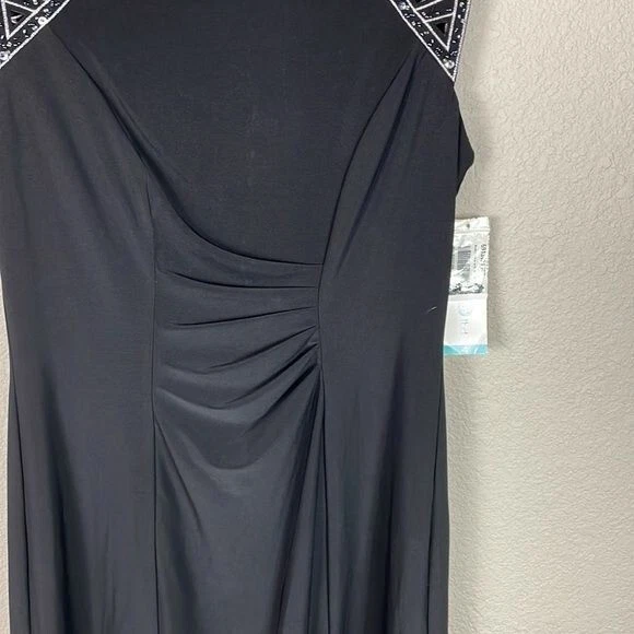 Nuevo con etiquetas Mini Vestido Patra Negro Vaina Fiesta Cóctel Lentejuelas Geométricas Cuentas Talla 4 Foto 3 de 4