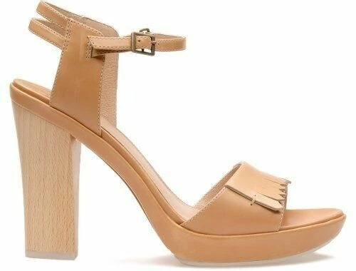 NIB Camper Women's 21600-004 Platform Tan Leather Sandal Chantal Agua 11M EU 41M