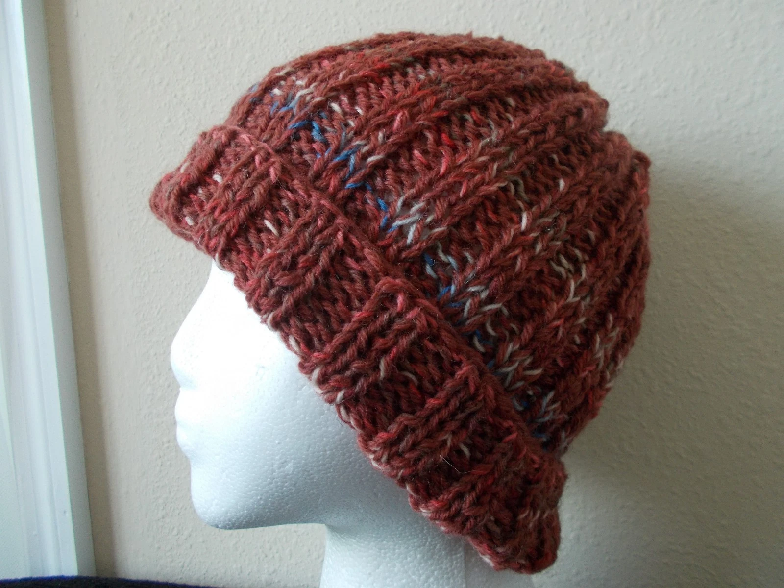 Hand knitted warm & elegant wool beanie/hat, brown tones