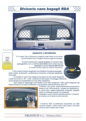 ERGOTECH Divisorio Rete Per Alfa Romeo 147 – Griglia Per Bagagli E Cani, RDA65-XXS, Crash Testato