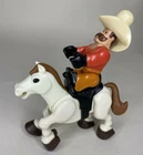 Vintage 1979 Fisher Price Little People Husky Cowboy w Hat White Horse Saddle