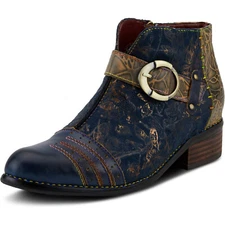 L'Artiste by Spring Step Womens Georgiana Leather Ankle Boot -- Blue Multi NEW