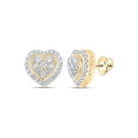10K Gelbgold Original Diamant Damen Angehoben Halo Herz Ohrstecker 1.25 Karat
