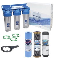 3 Stage Whole House High Flow Water Filter Dechlorinator Chlorine Removal 3/4