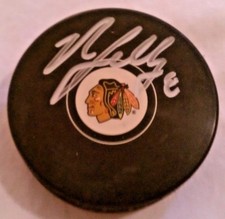 Nick Leddy Autographed Chicago Blackhawks Puck