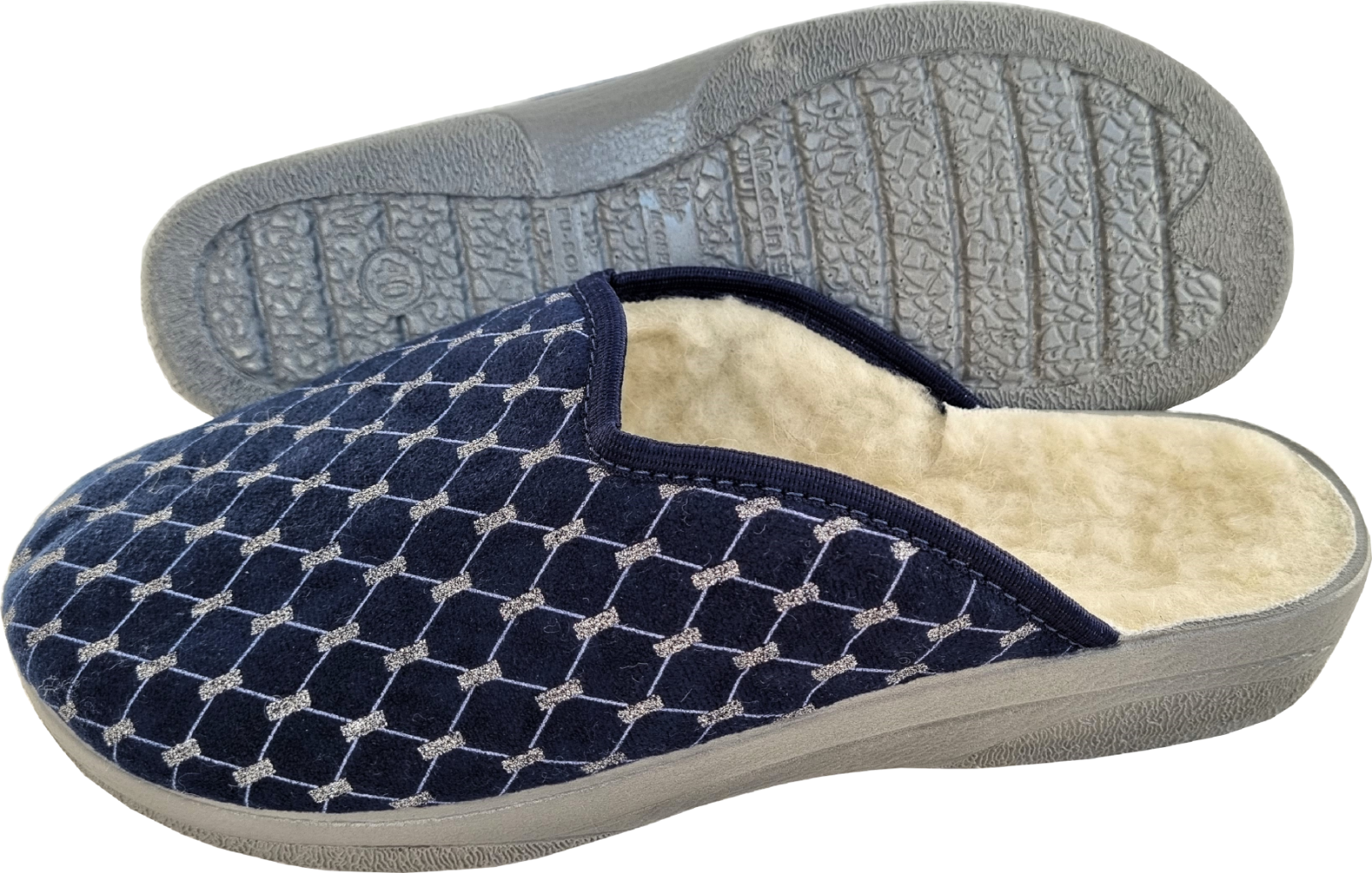 APL Ciabatte calde ciabatte taglia 40 cotone velluto lana vergine blu scuro