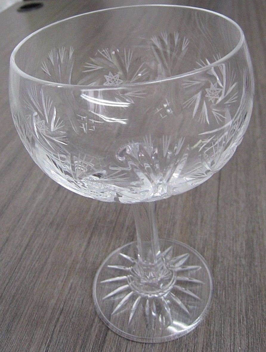 Set of 4 Zawiercie Poland Hand Cut Lead Crystal Etched Goblets , Glasses eBay