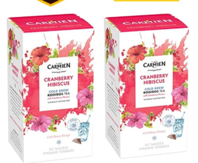 Carmién Tee Cold Brew: Cranberry Hibiscus Rooibos 20er (50g) x 2er Pack