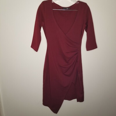 boohoo night red dress Boohoo Night Womens Red Short Sleeve Dress Size 8
